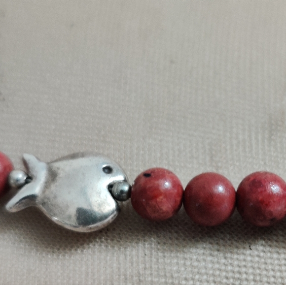 Handmade Genuine Red Corals and Silver Fish Beads Necklace OOAK - Picture 14 of 16